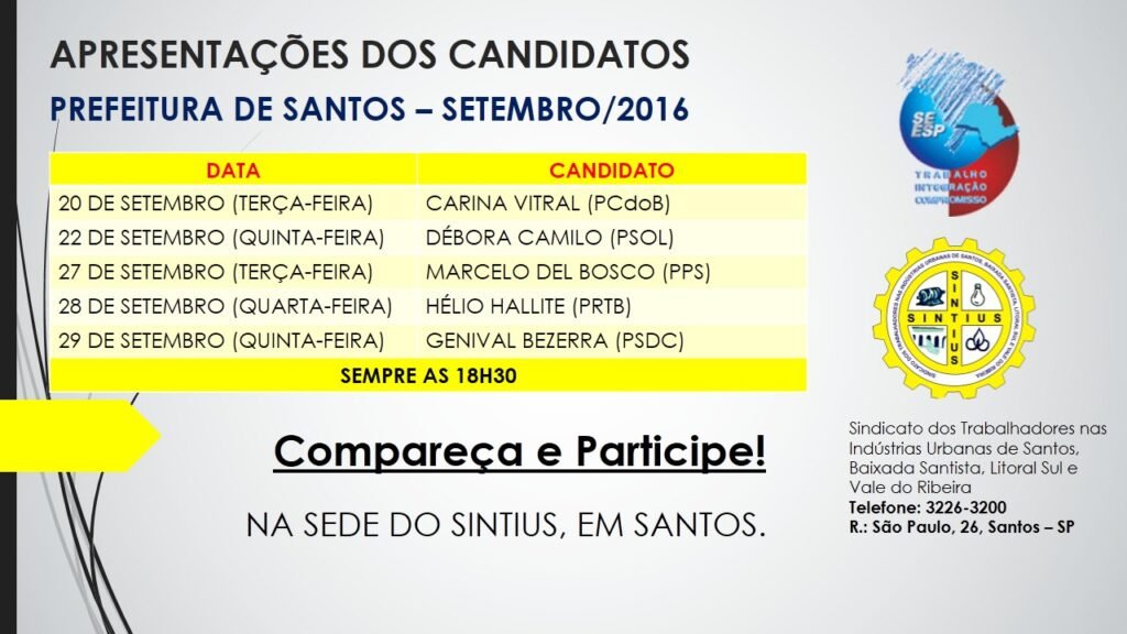 candidato prefeitura santos ATUAL ED