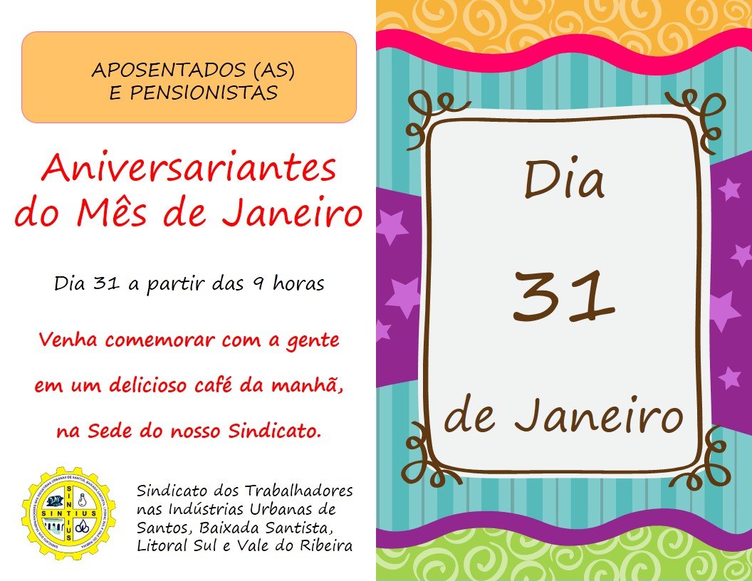 Aniversariantes de janeiro 17