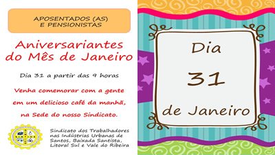 Aniversariantes de janeiro 17A