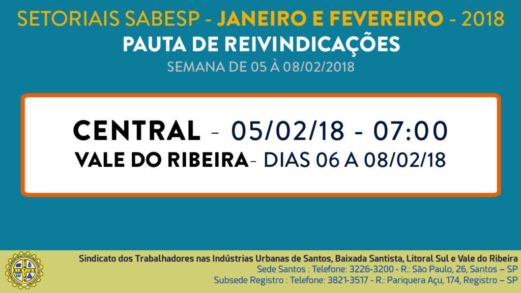 PROGRAMAÇÃO DE REUNIÕES NA SABESP NO PERÍODO DE 05 A 08/02