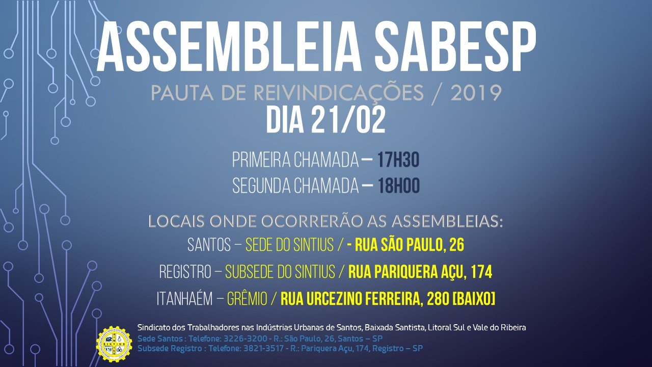 TRABALHADORES DA SABESP SE REÚNEM PARA DISCUTIR REIVINDICAÇÕES DO ACORDO/2019