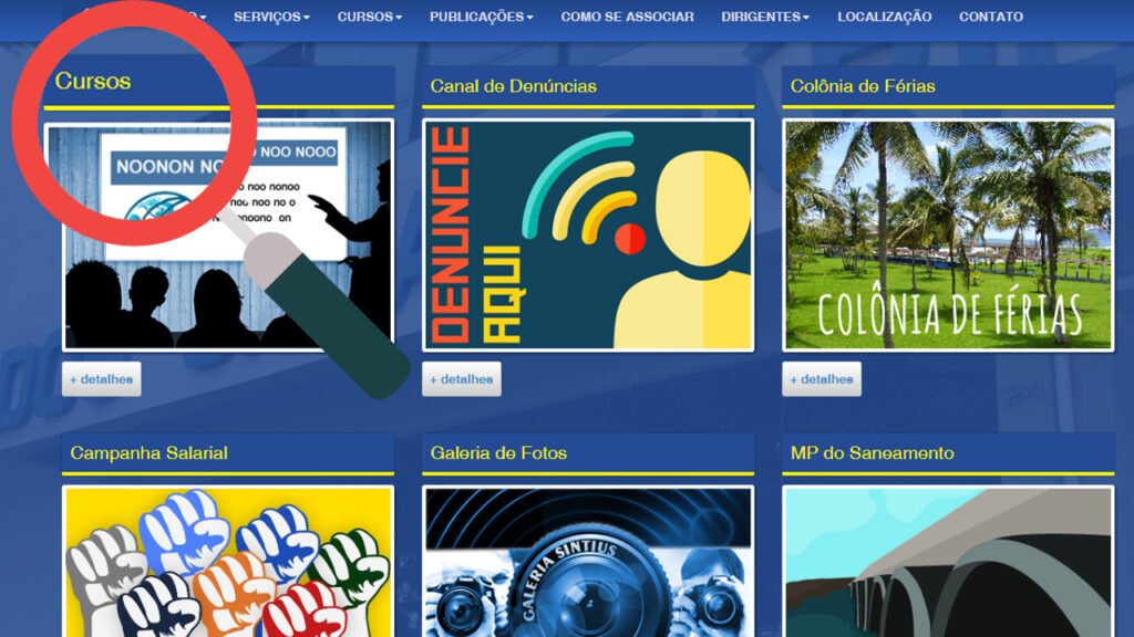 PÁGINA DE CURSOS, QUE DIVULGA TAMBÉM CONGRESSOS E SEMINÁRIOS ESTÁ ATUALIZADA