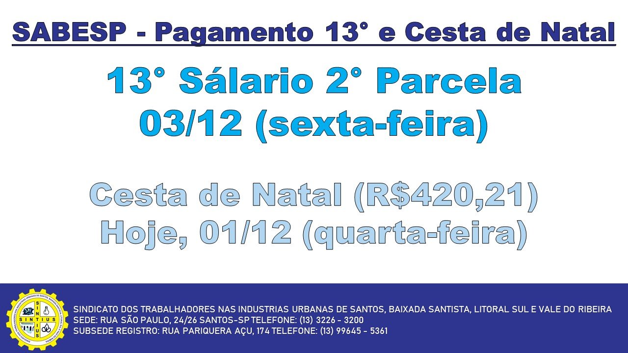 01 12 2021 SABESP PAGAMENTO BENEFICIOS