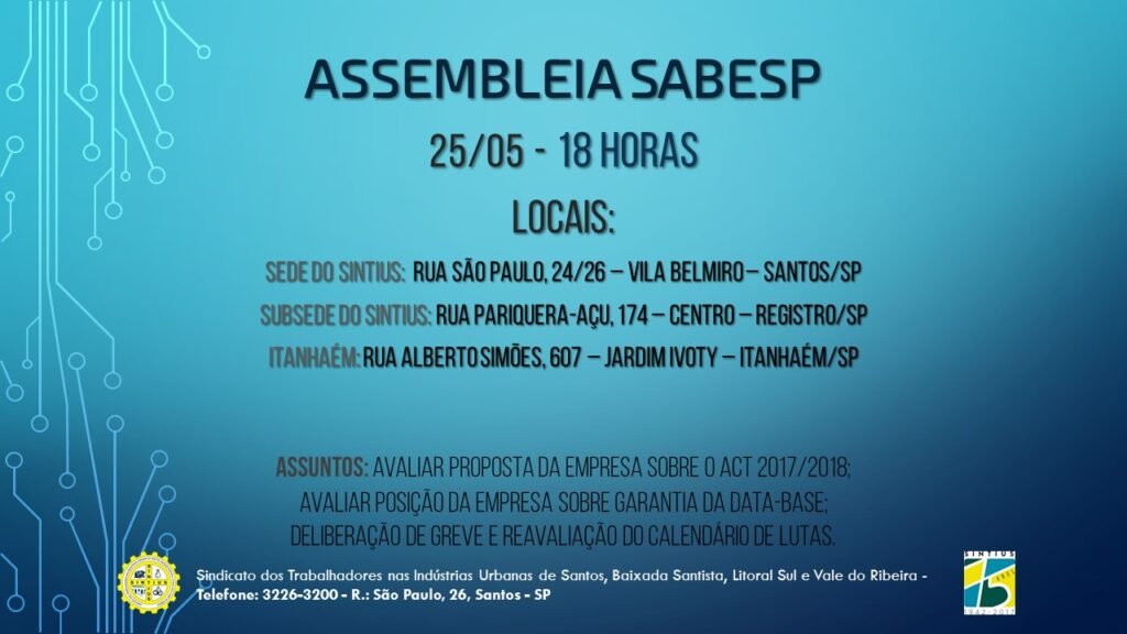 ASSSEMBLEIA SABESP - 25 DE MAIO