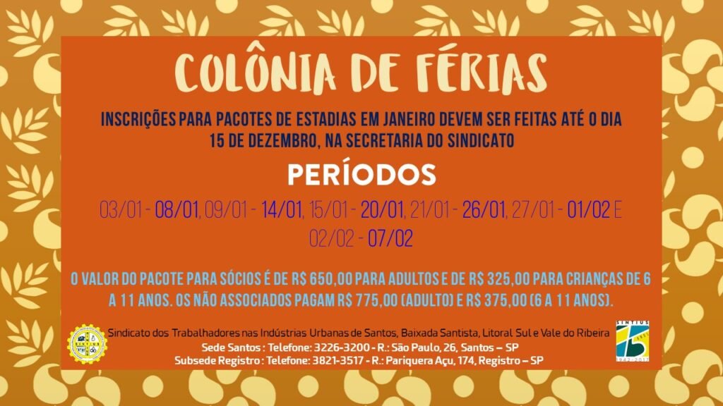 COLÔNIA DE FÉRIAS JANEIRO