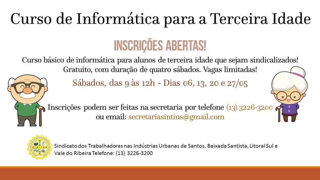 Curso de Informática para a Terceira Idade 2017 - Maio
