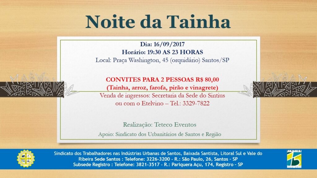 Noite da Tainha no dia 16 de setembro