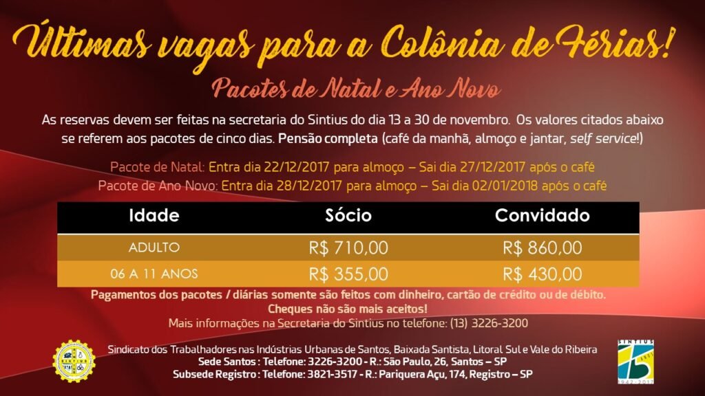 Pacote de Natal e Ano Novo 2017/2018