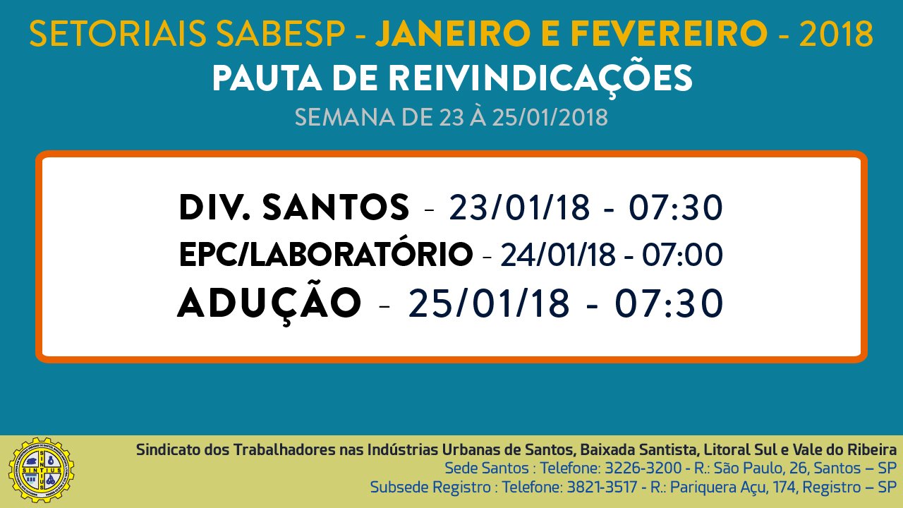 DIRETORIA PROGRAMA SETORIAIS EM LOCAIS DA SABESP EM SANTOS NO PERÍODO DE 23 À 25