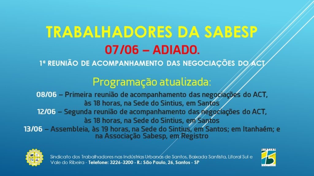 TRABALHADORES DA SABESP - PROGRAMAÇÃO JUNHO