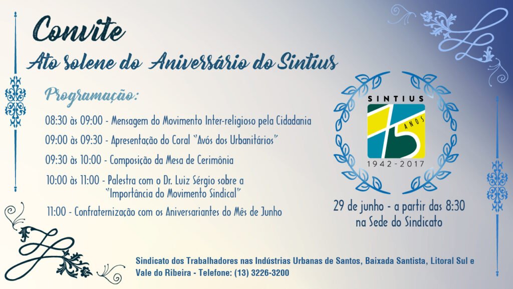 banner do ato solene do sintius - 75 anos