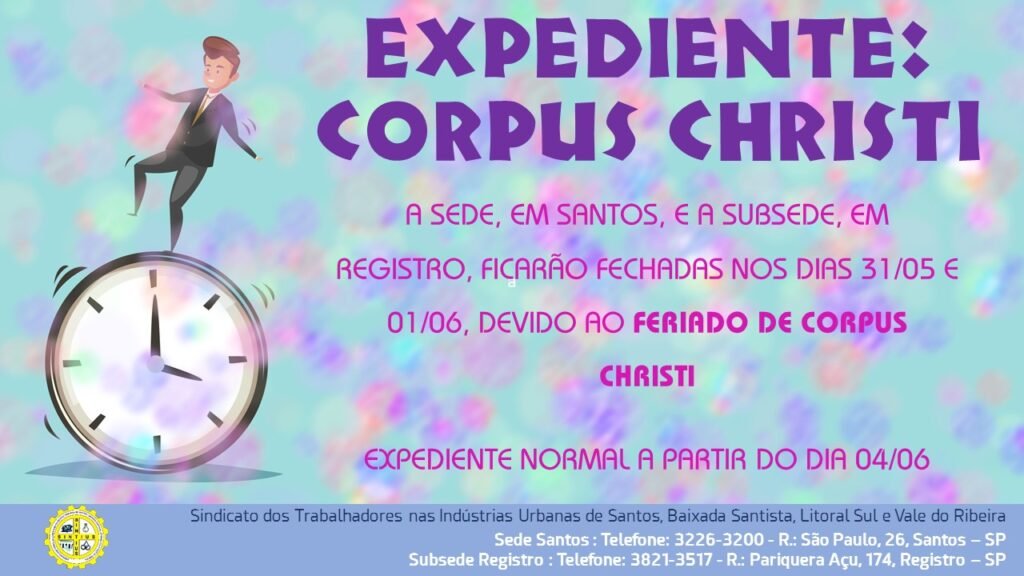 SINDICATO FECHA NOS DIAS 31/05 E 01/06