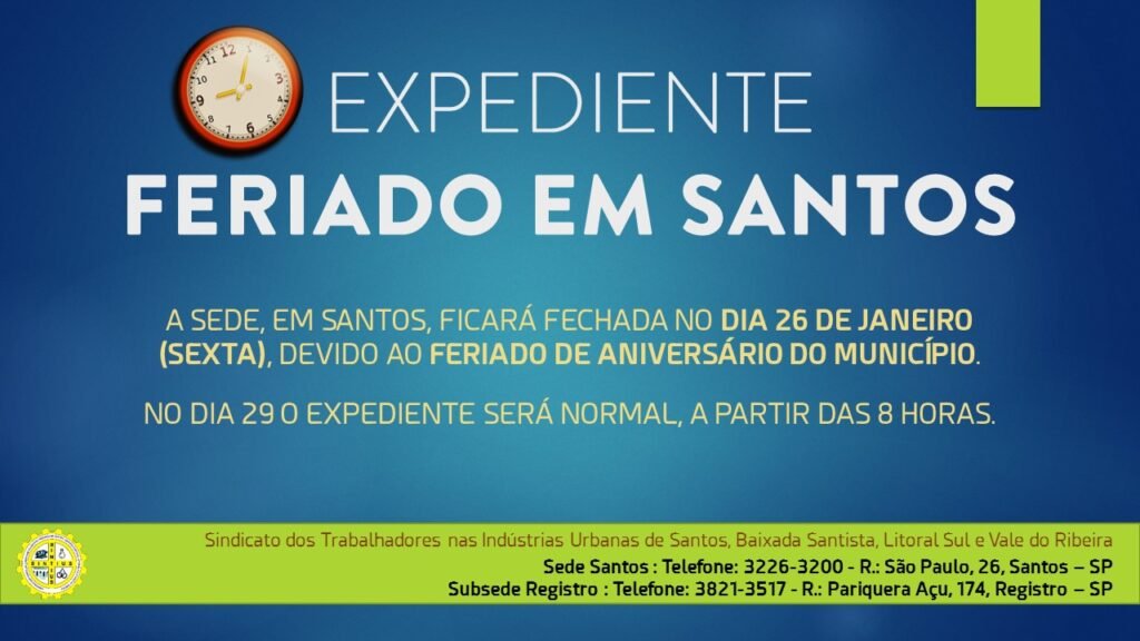 AVISO DE EXPEDIENTE - ANIVERSÁRIO DE SANTOS
