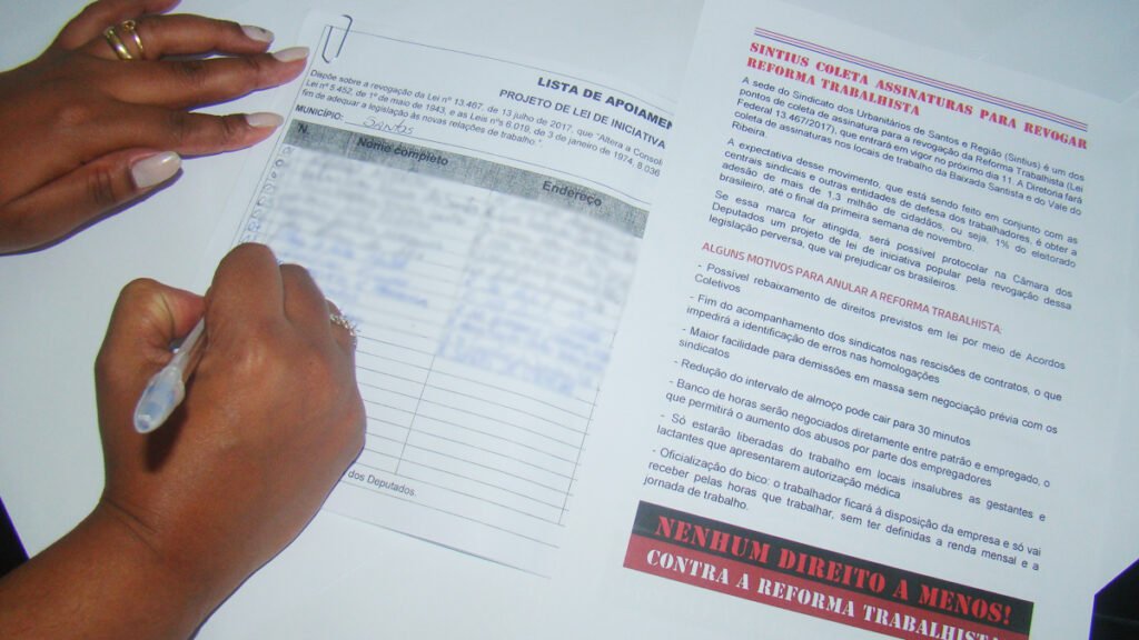 assinaturas para possível revogação da reforma trabalhista